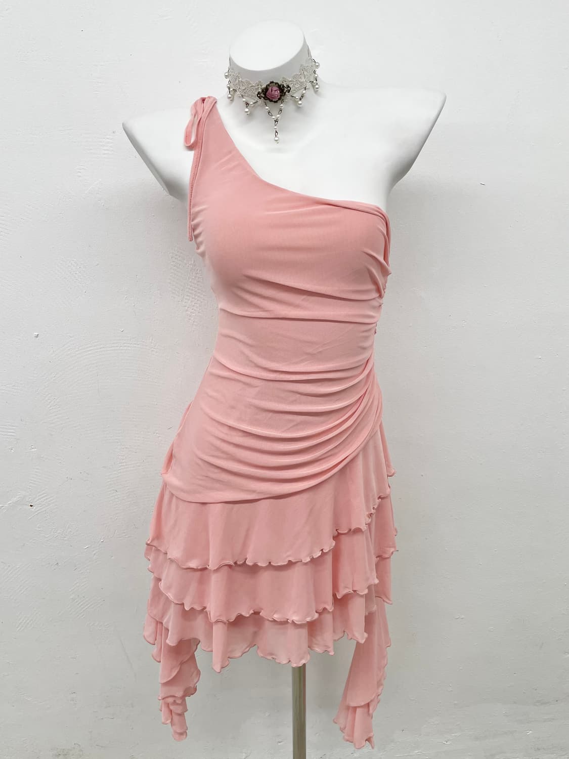 발레코어 핑크 셔링 캉캉 언발 원피스 상품이미지1