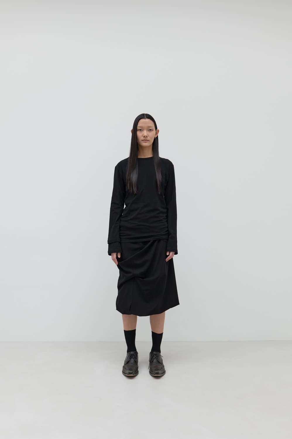 Repos MIDI DRAPE SKIRT (BLACK) 상품이미지3