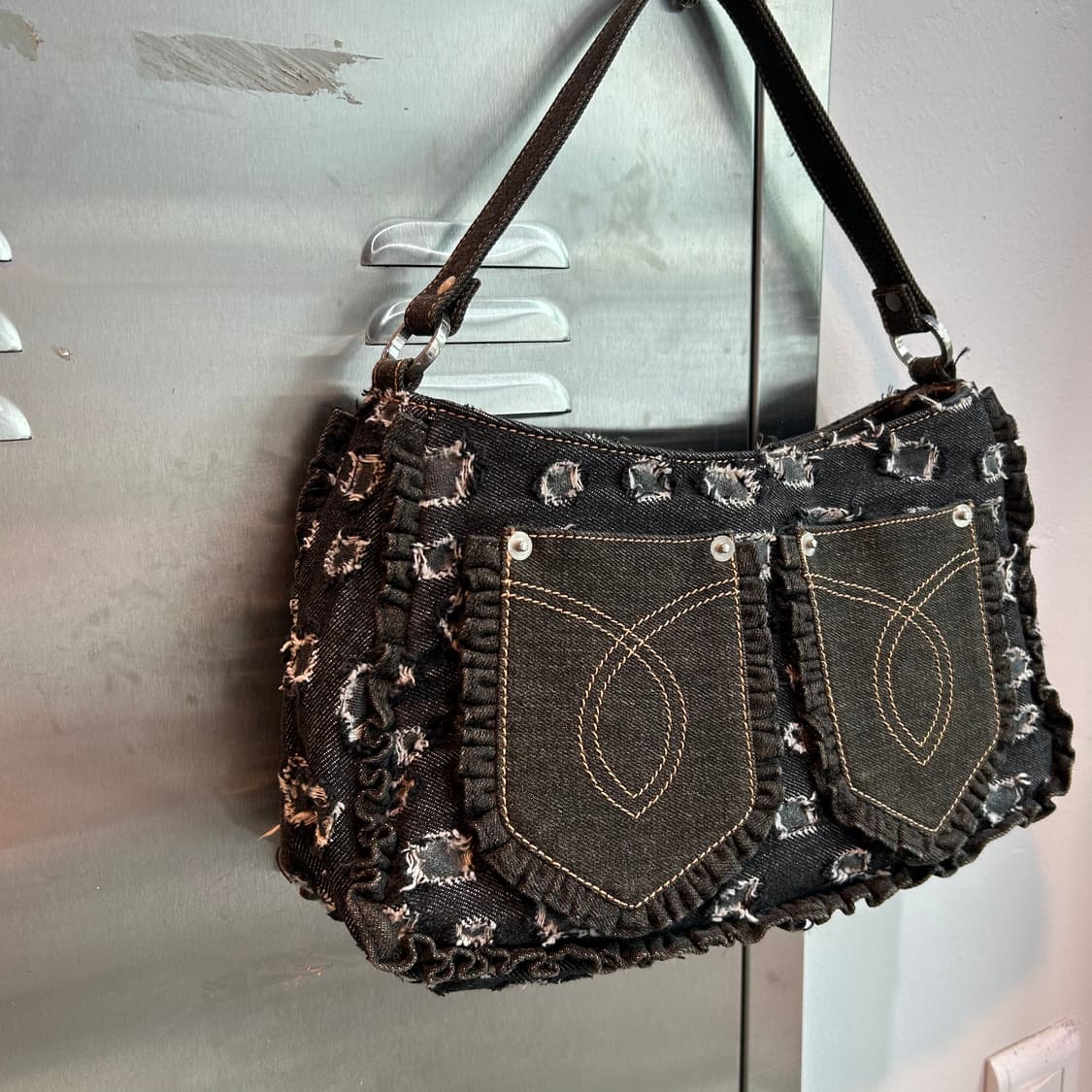 데님 그런지 포켓 숄더백 상품이미지3