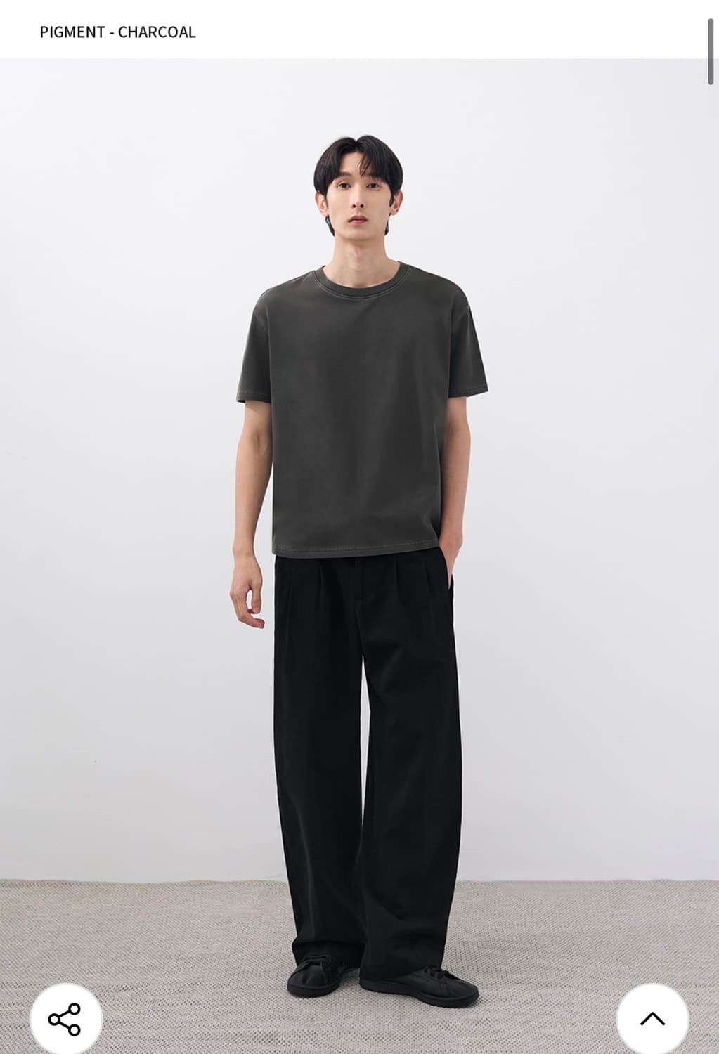(L) 드로우핏 헤일 코튼 크롭 하프 피그먼트 티셔츠 CHARCOAL반팔 상품이미지3