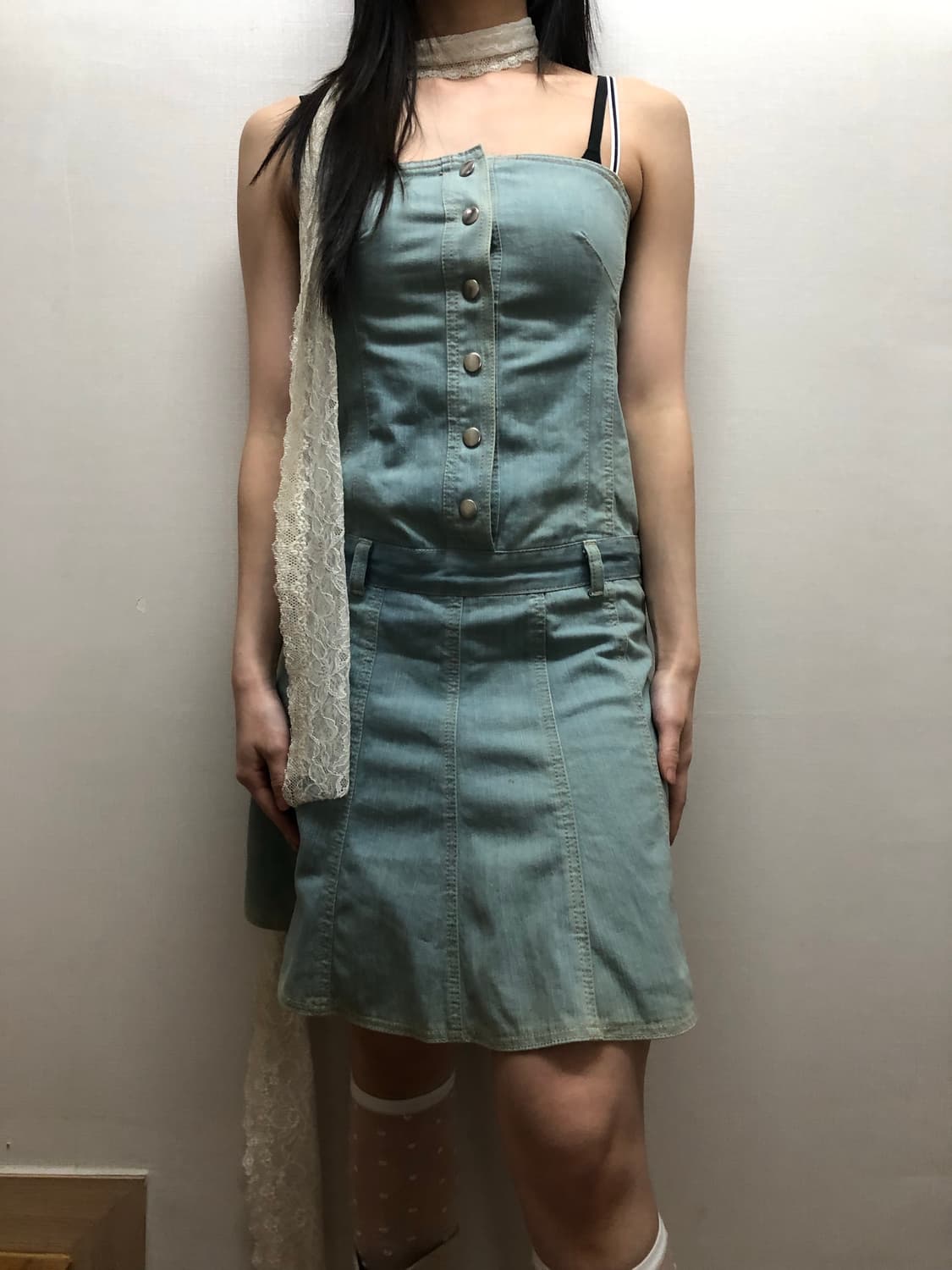 빈티지 데님 버튼 원피스 상품이미지5