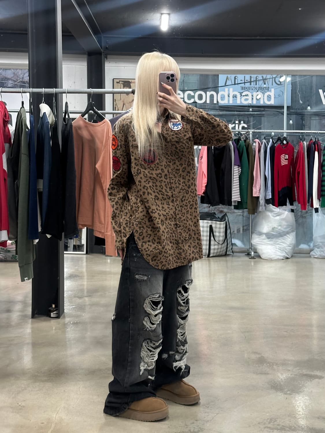 히스테릭 글래머 오버핏 자수패치 레오파드 셔츠 상품이미지3