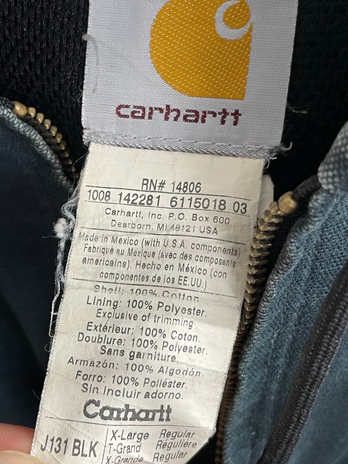 칼하트 덕 액티브 후드집업 자켓 XL (j131) 상품이미지5