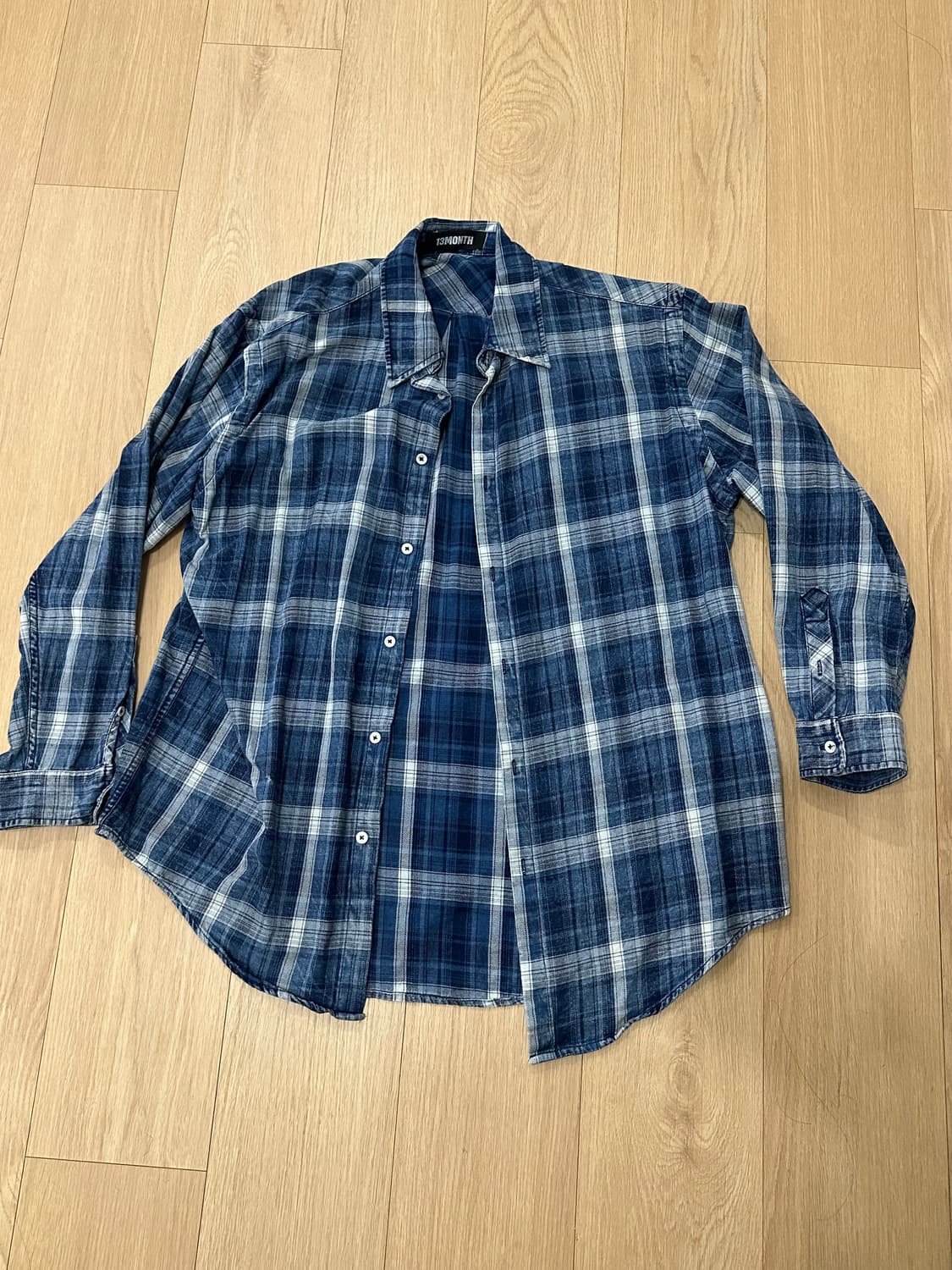 13 MONTH 써틴먼스 워시드 체크셔츠 블루 상품이미지1