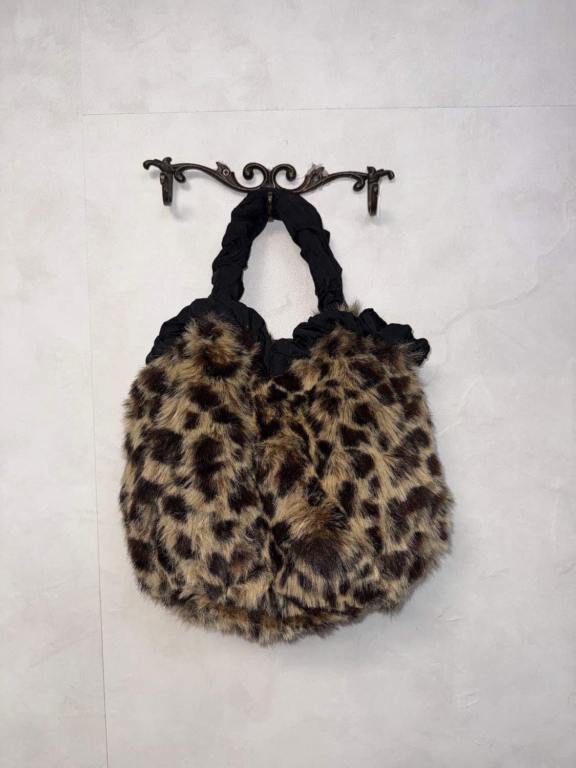 Mixed brown leopard fur shoulder bag 상품이미지5