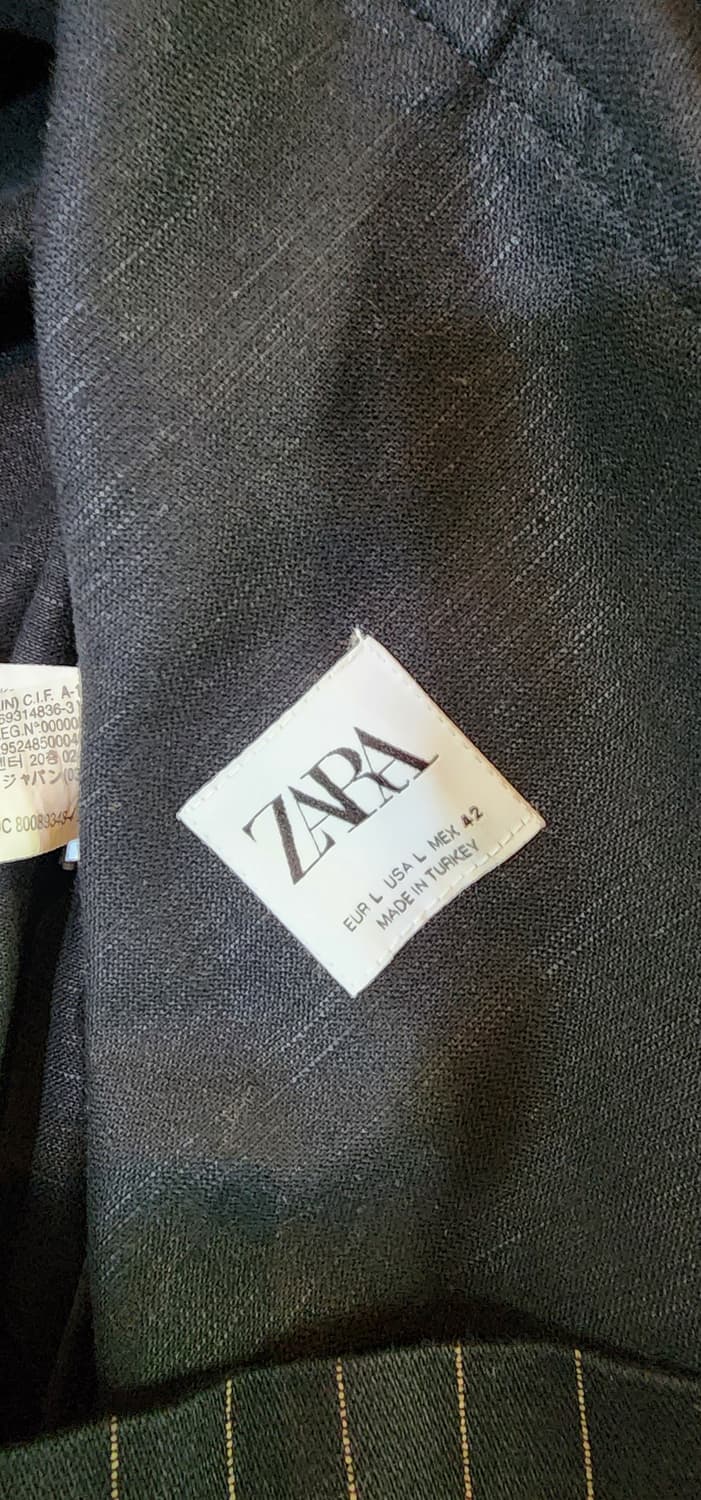 자라 블랙 핀스트라이프 코튼 워크 자켓 L 상품이미지8