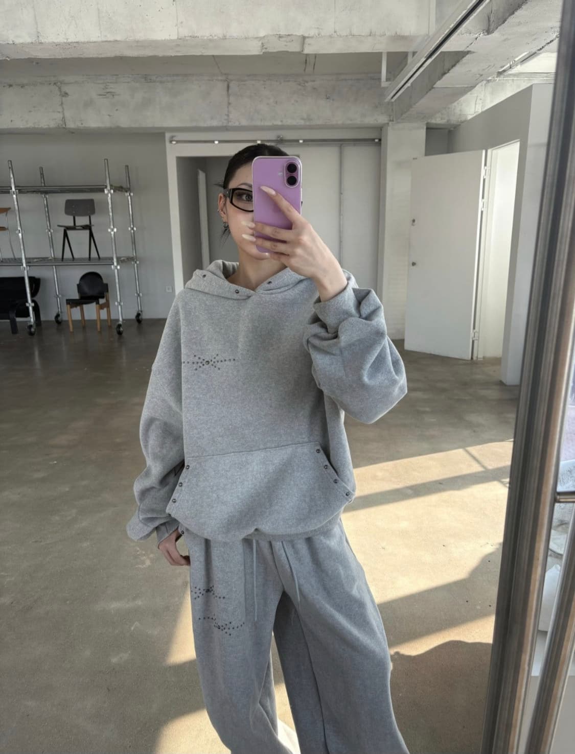 양기모 스터드 후드 셋업 상품이미지4