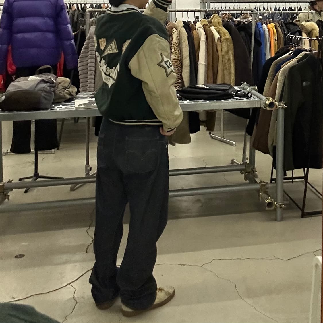 90’s 레더암 바시티 자켓 (M) 상품이미지10