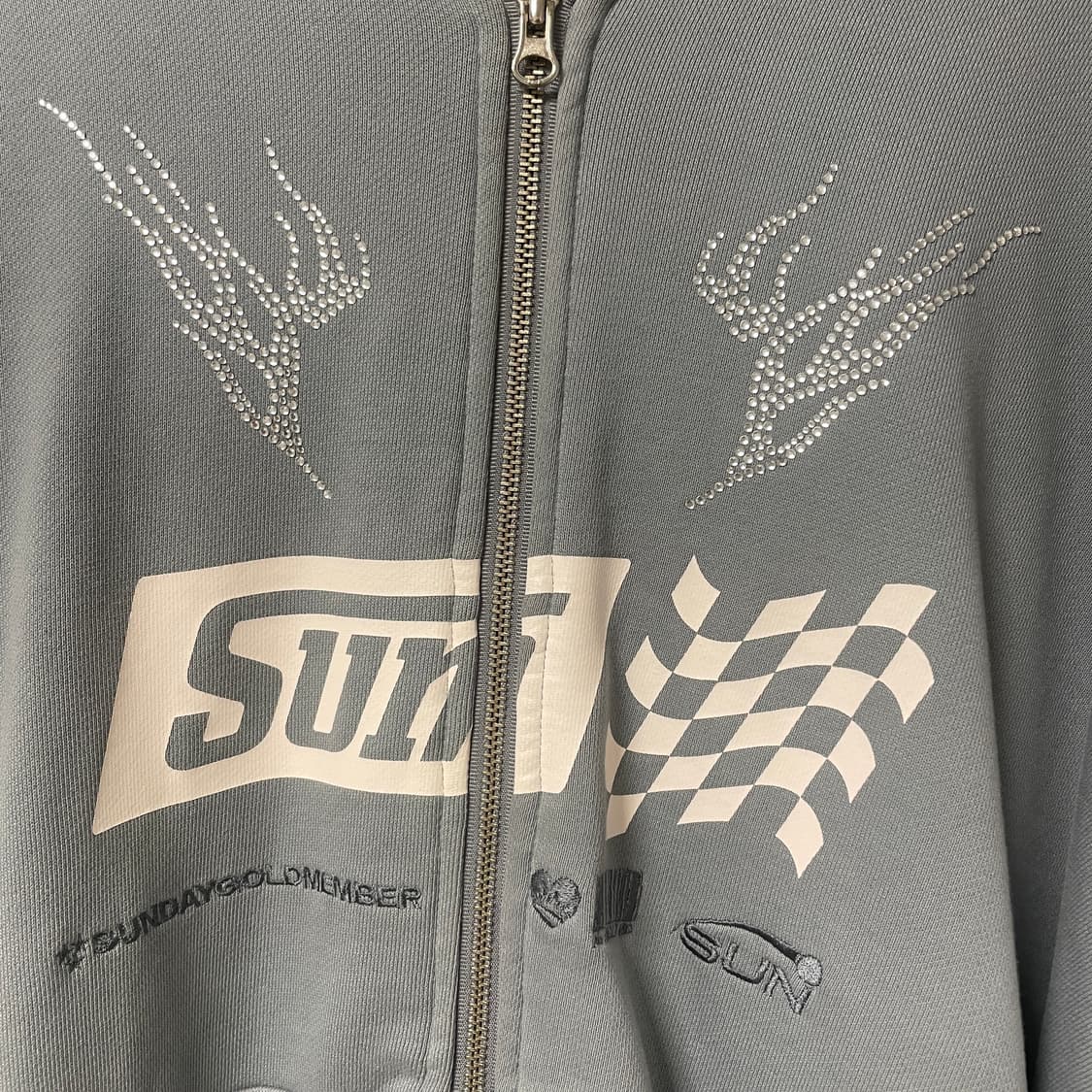 선데이후르츠마켓 SUN RACING ZIP HOODIE BLUE GRAY 상품이미지3