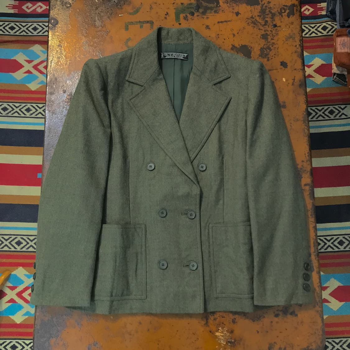 90s 지방시 카키색 더블 버튼 울 자켓 여성 44 55 사이즈 상품이미지1