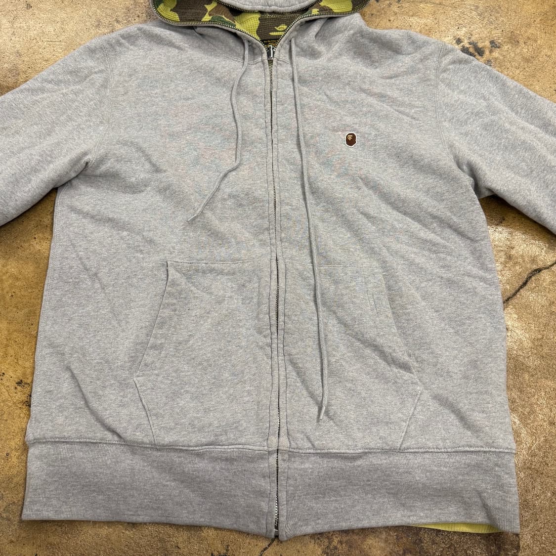 베이프 리버시블 양면 그레이 카모 밀리터리 풀 후드집업  상품이미지3