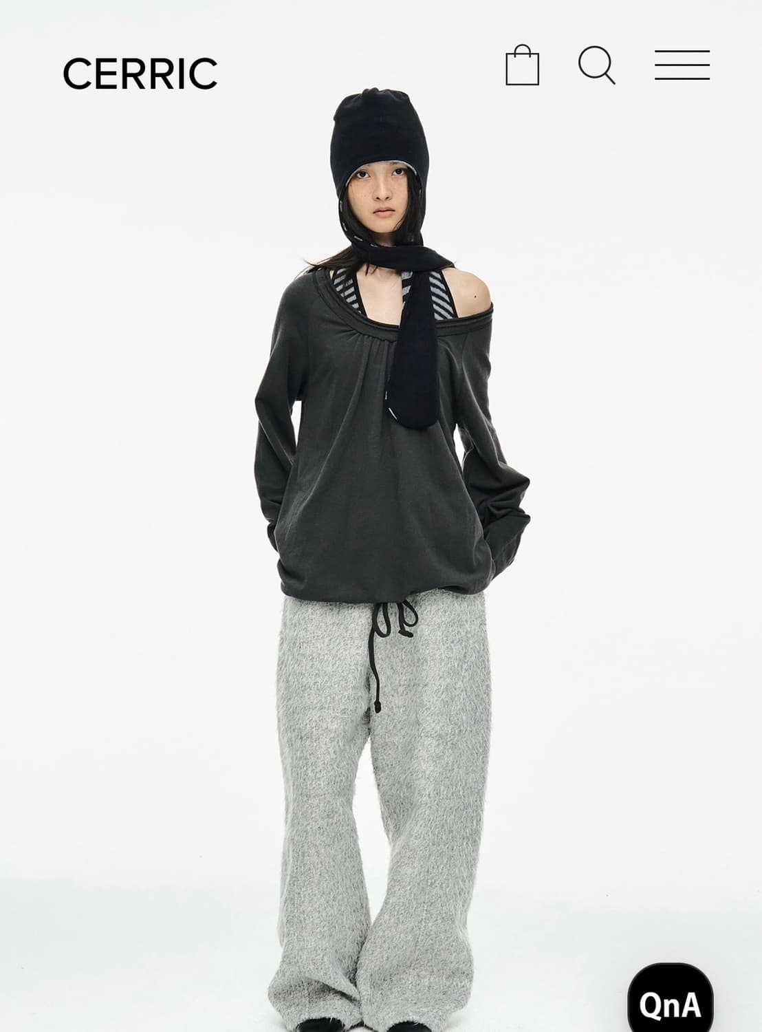 Cerric Round Hem String Top 챠콜 세릭 스트링탑 상품이미지3