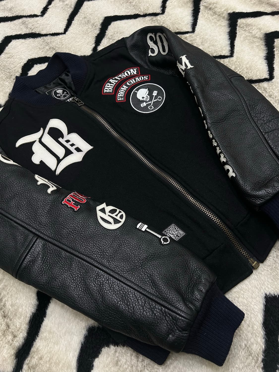 [S]브랫슨 패치 스컬 스타디움 바시티/소가죽 상품이미지3