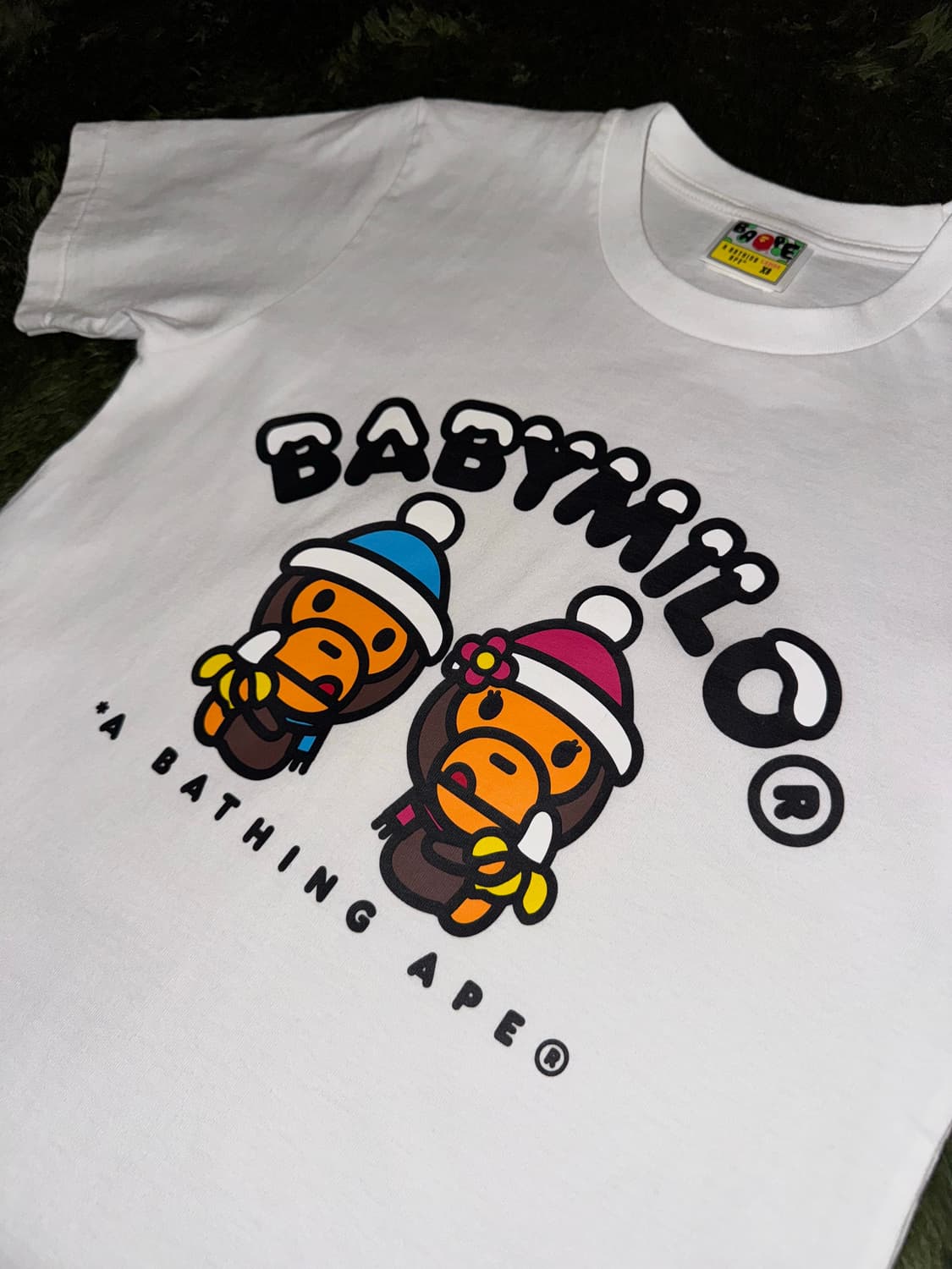 [XS] 베이프 베이비마일로 & 베이비리사 반팔 티셔츠 화이트 상품이미지2
