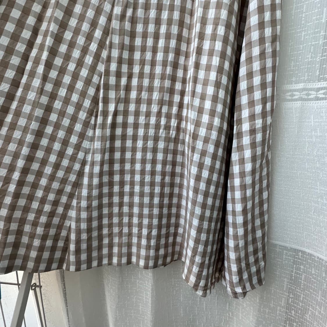 베이지 깅엄체크 롱스커트 프리사이즈 상품이미지3