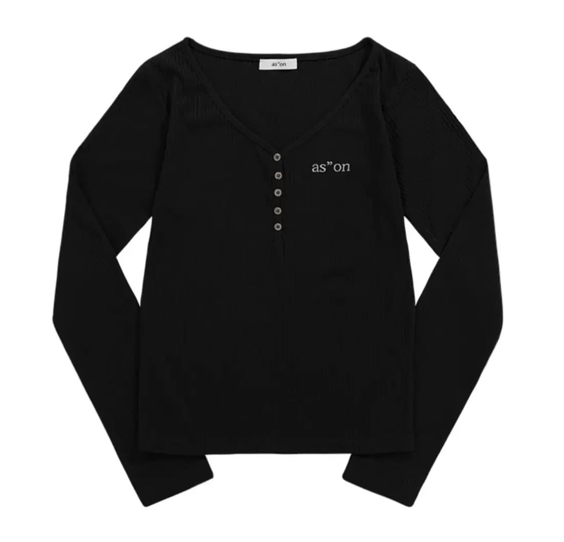 애즈온 위시 립드 버튼 티 블랙 wish 상품이미지1