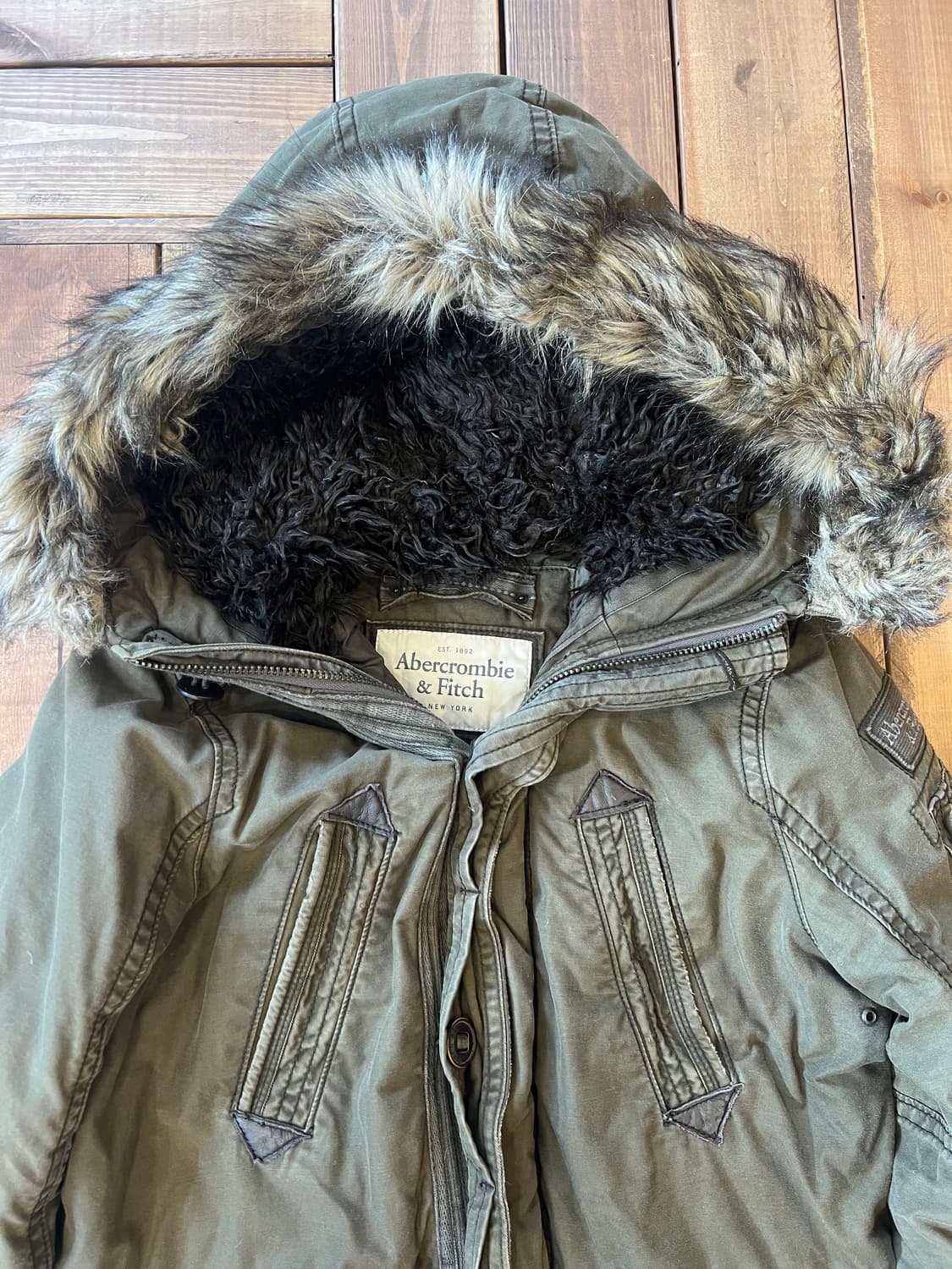 아베크롬비 카키 퍼 미디 패딩 상품이미지8