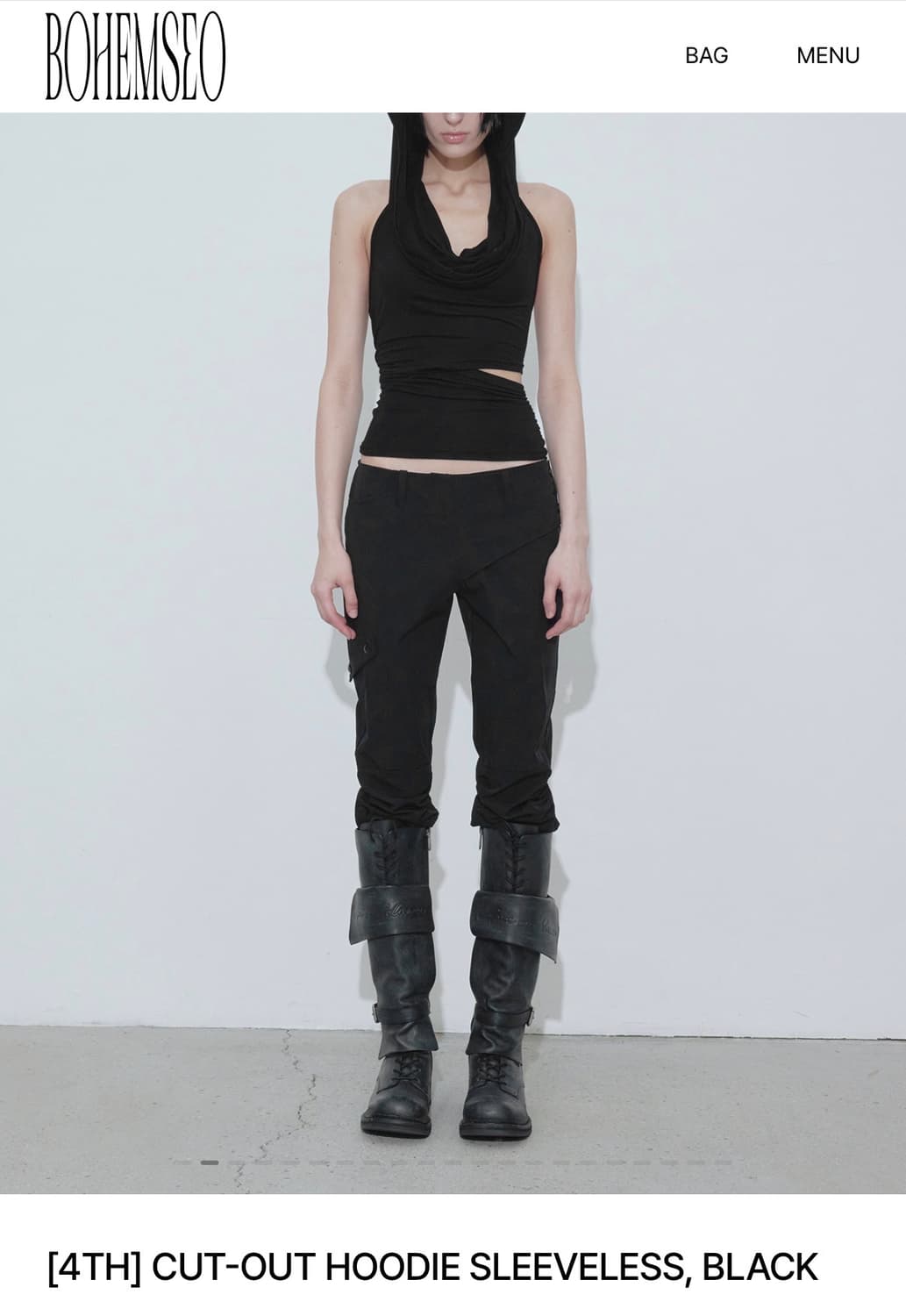 [구해요!] CUT-OUT HOODIE SLEEVELESS, BLACK 상품이미지1