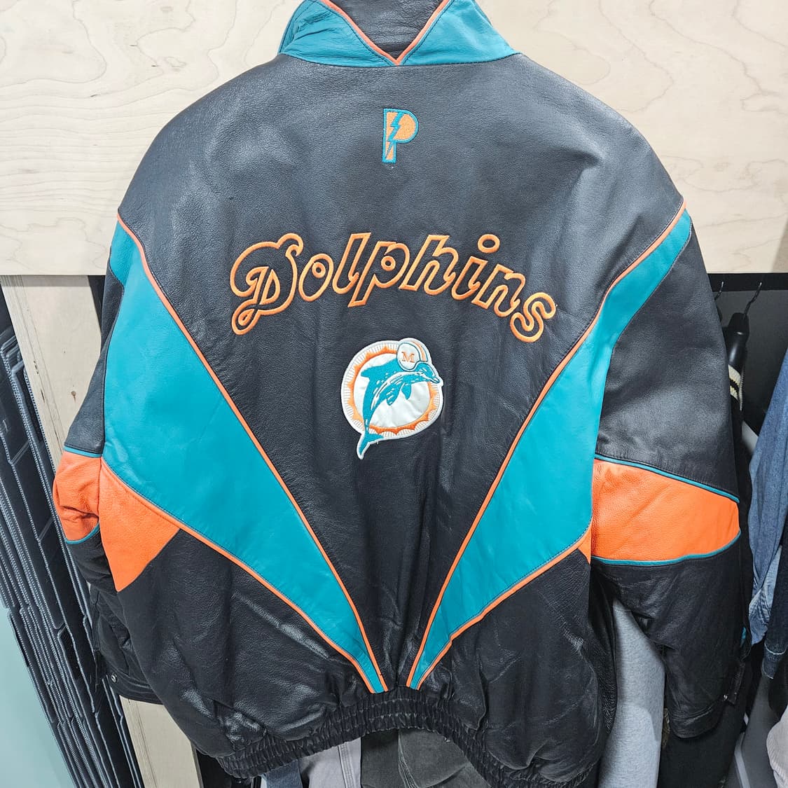 빈티지 프로플레이어 NFL 마이애미돌핀스 레더자켓 상품이미지2