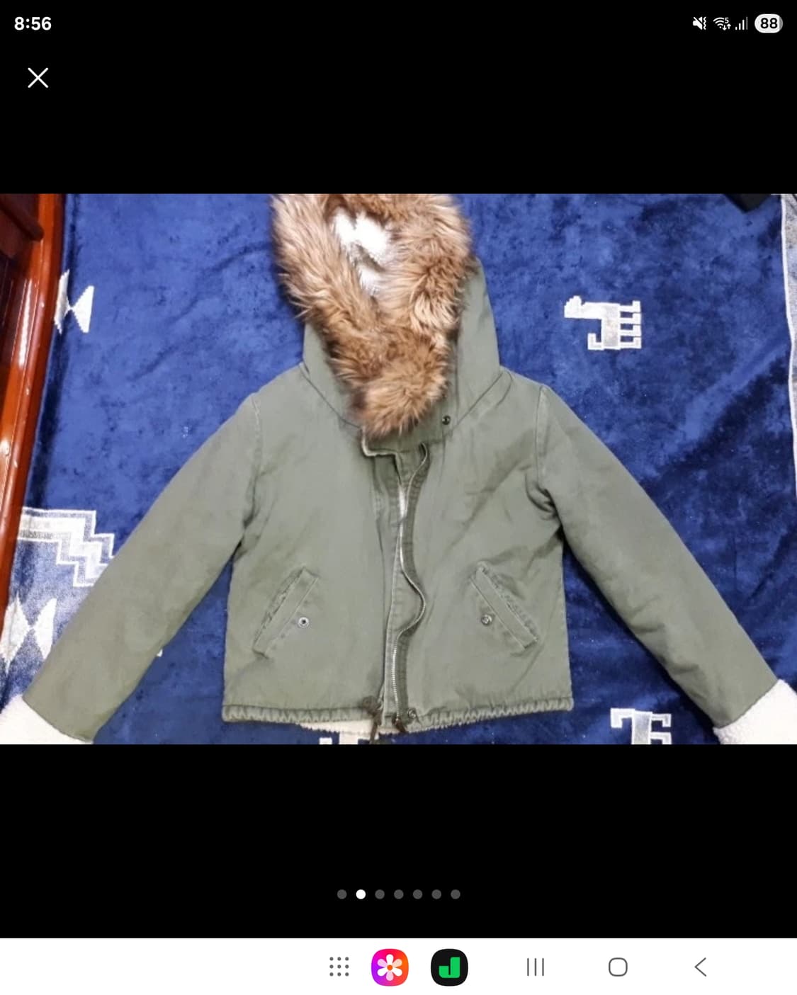 카키 크롭 야상 솜패딩 양털 뽀글이  상품이미지2