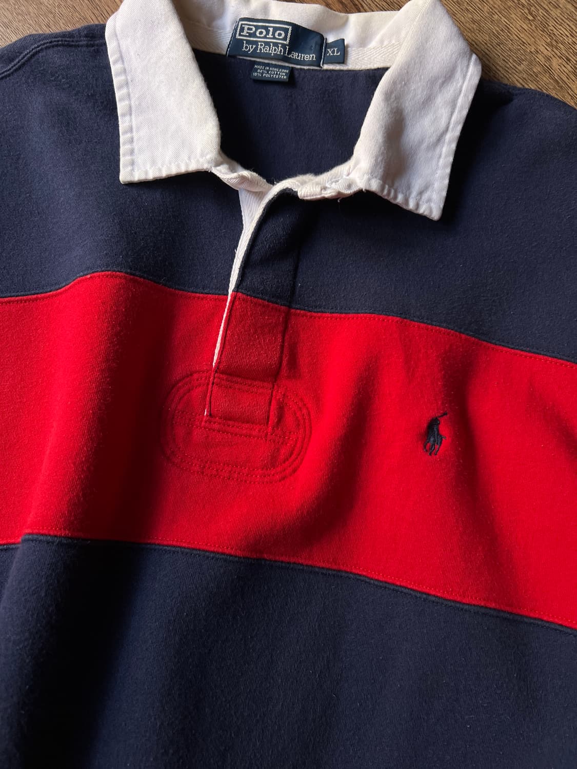 [XL]폴로 랄프로렌 레드 네이비 럭비 티셔츠 상품이미지3