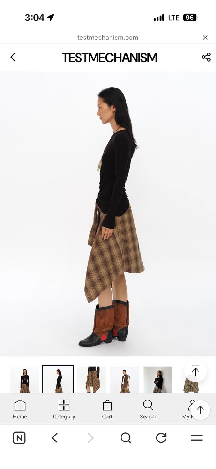 OINIMI Checkered pattern Sk khaki 상품이미지2