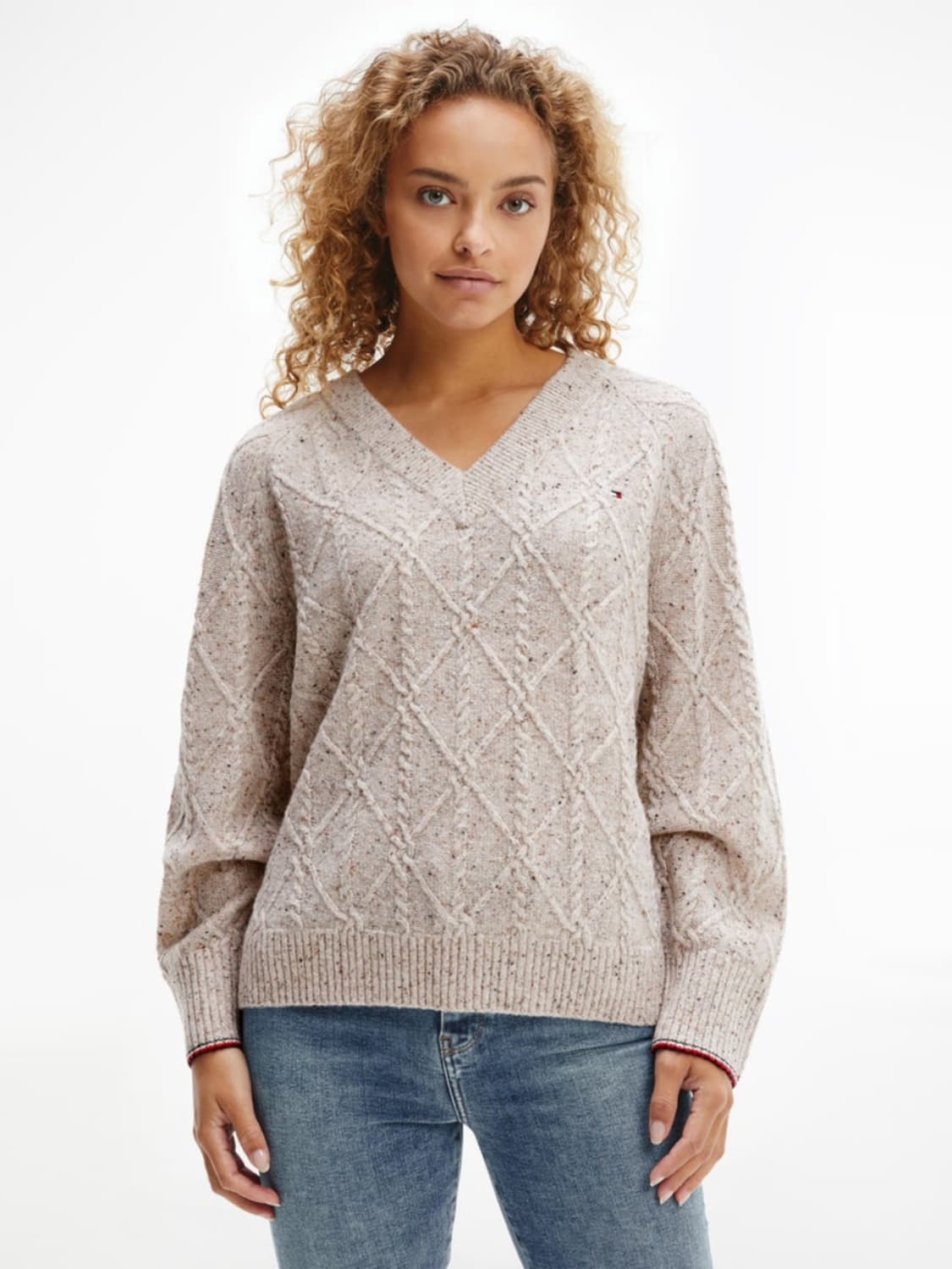 타미 케이블 브이넥 니트 Tommy Hilfiger cable knit 상품이미지1