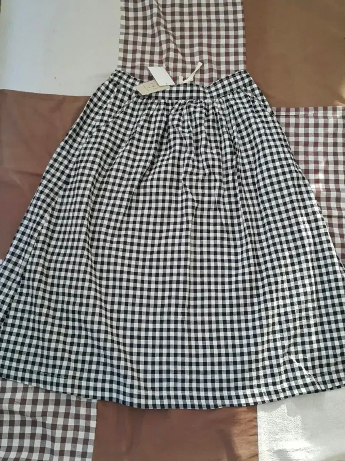 일본빈티지 새제품 samansa mos2 체크 린넨 치마 상품이미지1