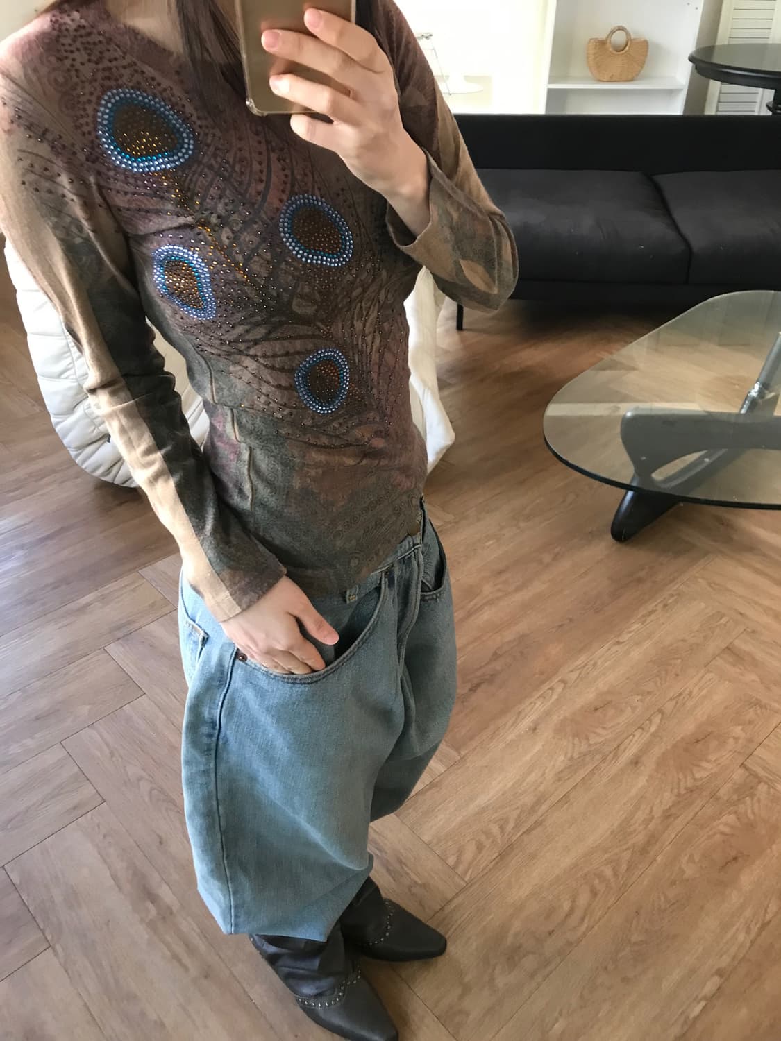 vintage pattern top 상품이미지1