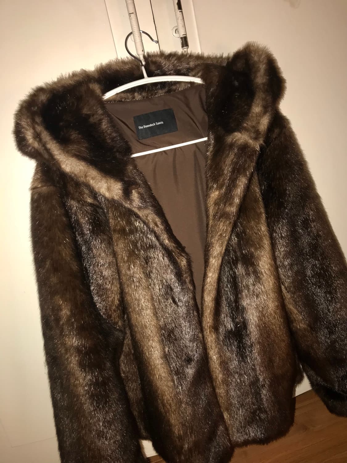 브라운 퍼 후드 자켓 상품이미지1