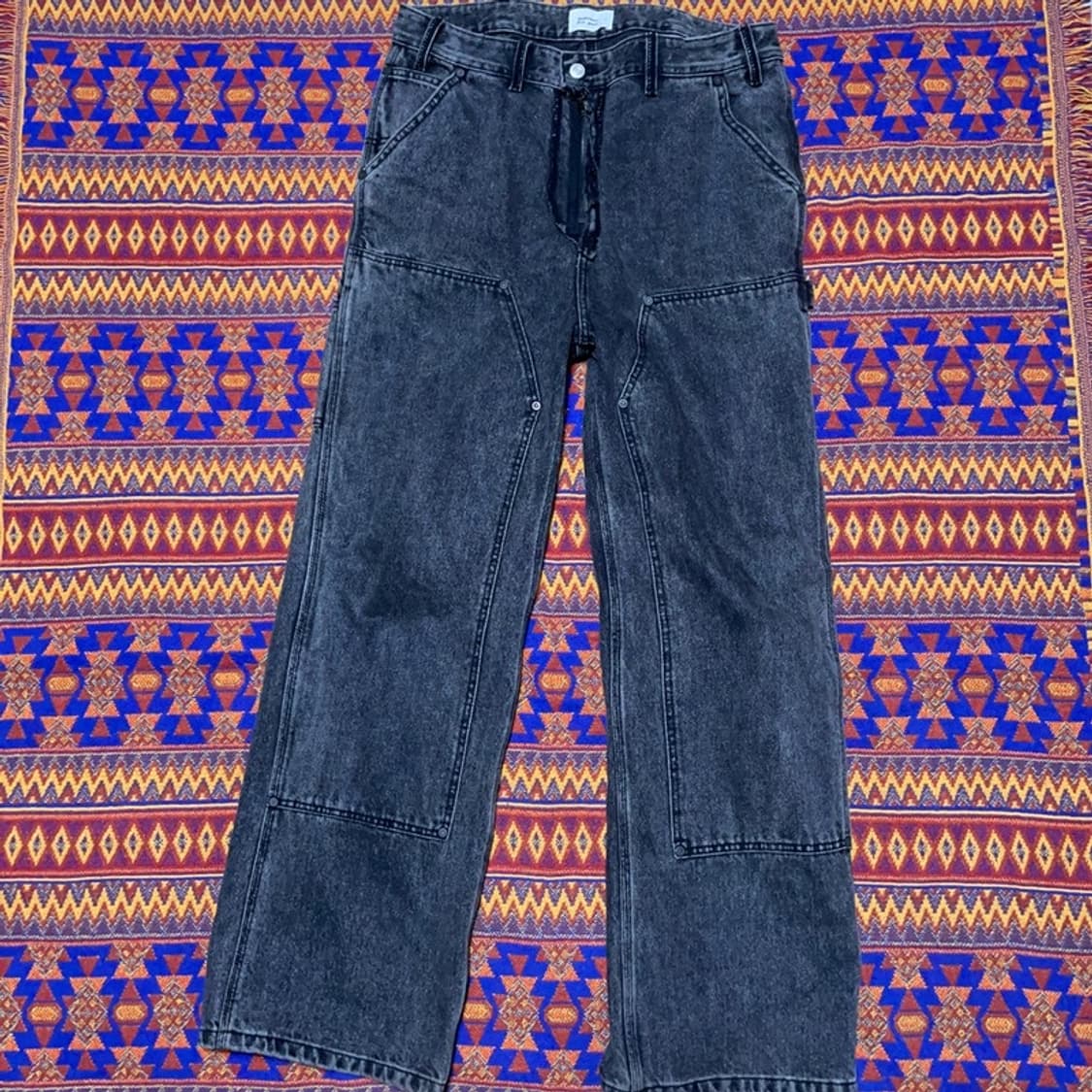 [33인치] 앤더슨벨 더블니 카펜터 흑청팬츠 상품이미지1