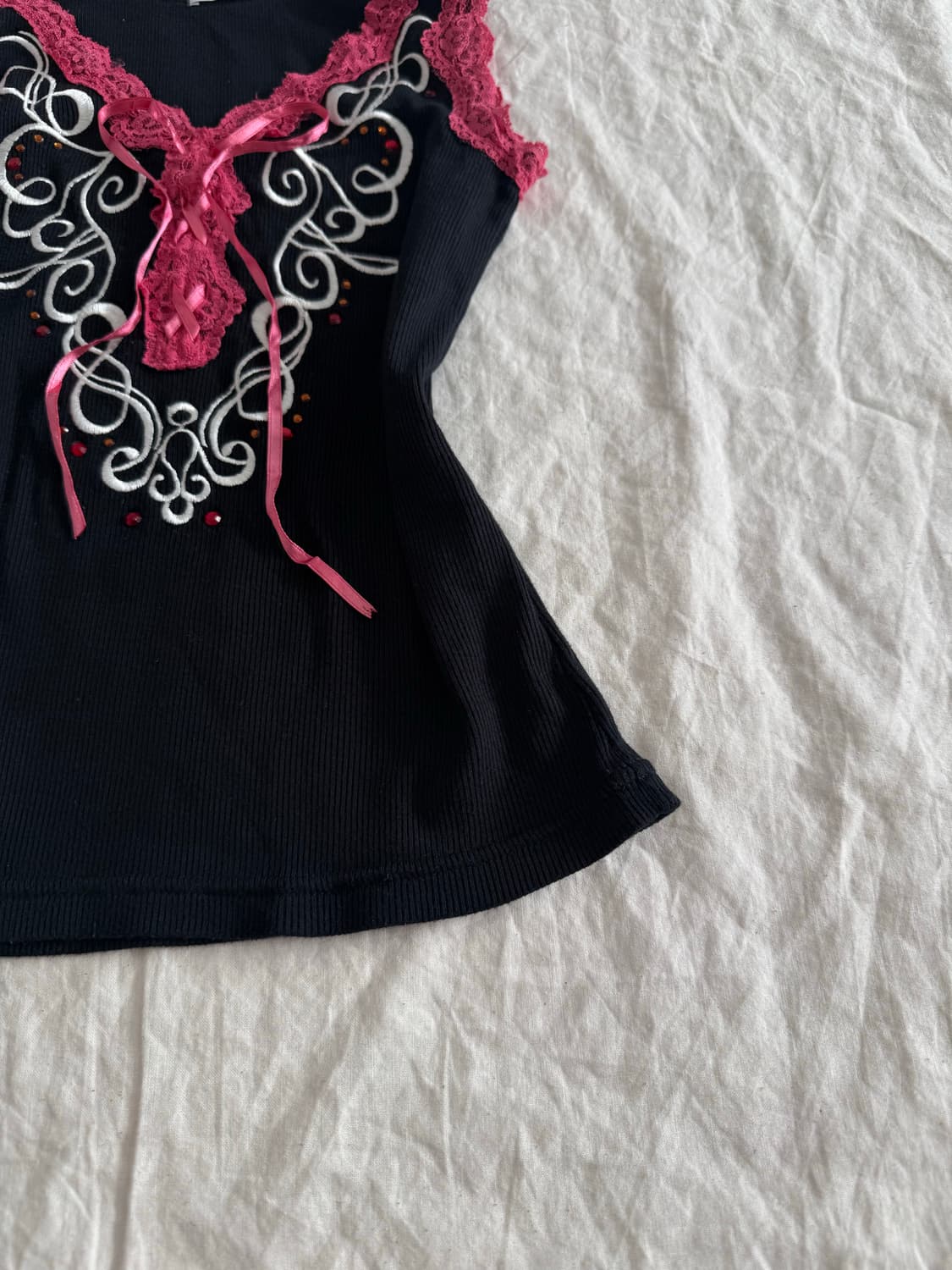 딱붙 갸루 00‘s y2k 골지 슬리브리스 상품이미지3