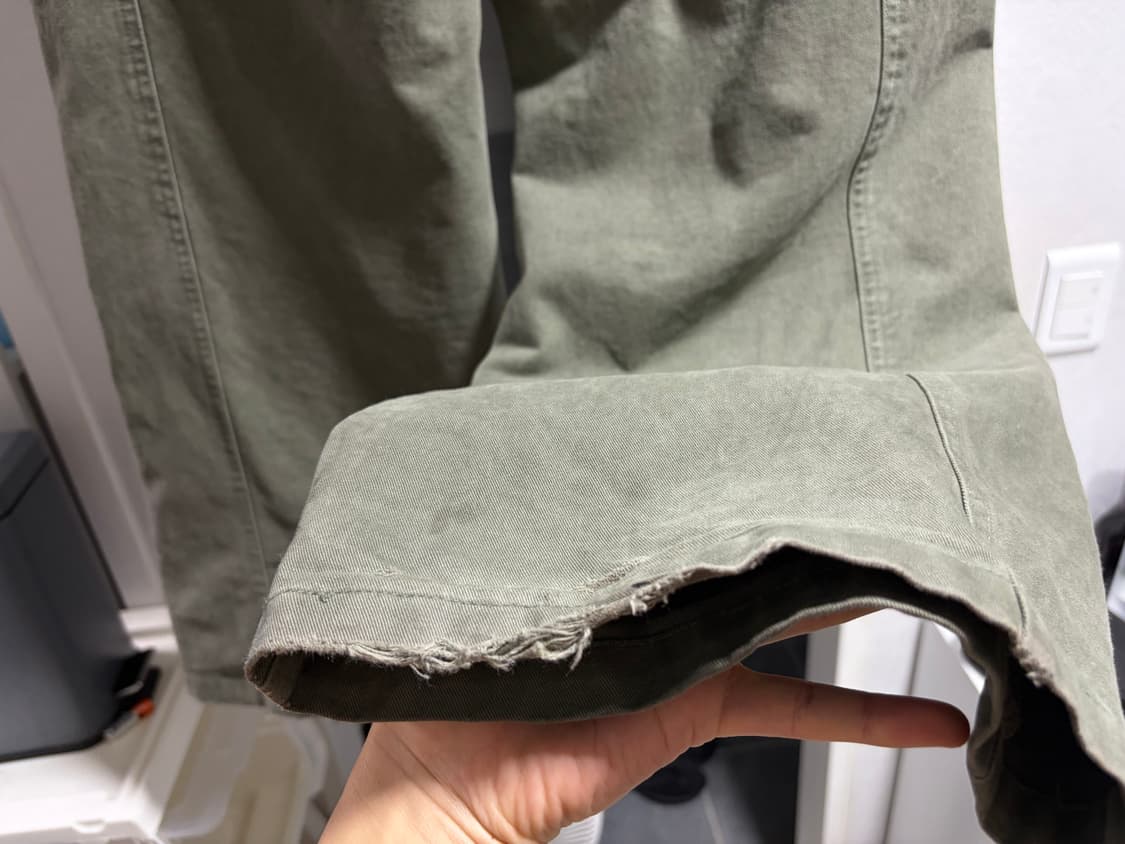 슬로우애시드 다이드 코튼 와이드 카고 팬츠 [카키] 상품이미지6