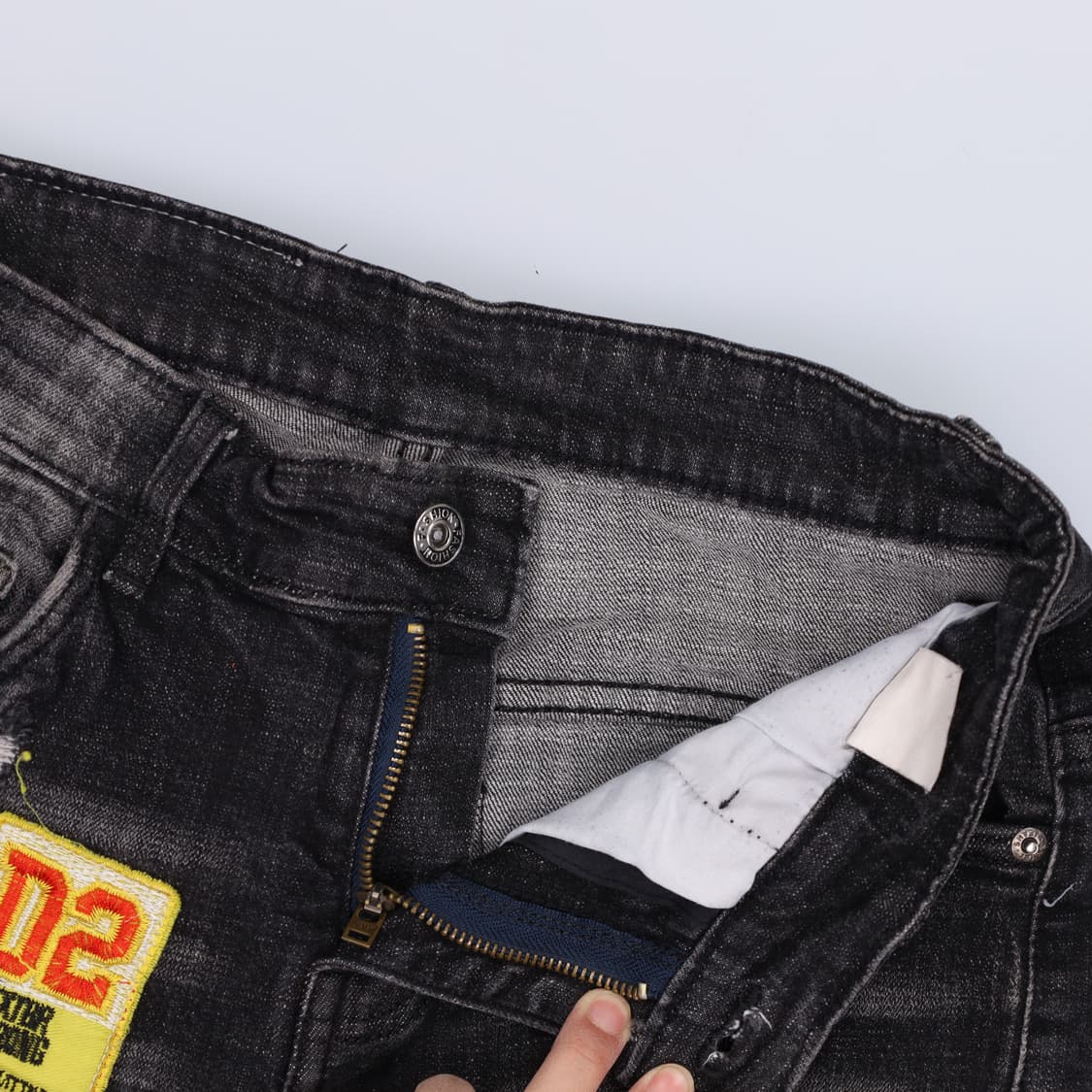 허리단34.5 빈티지 흑청 데님반바지 0320H1 상품이미지4