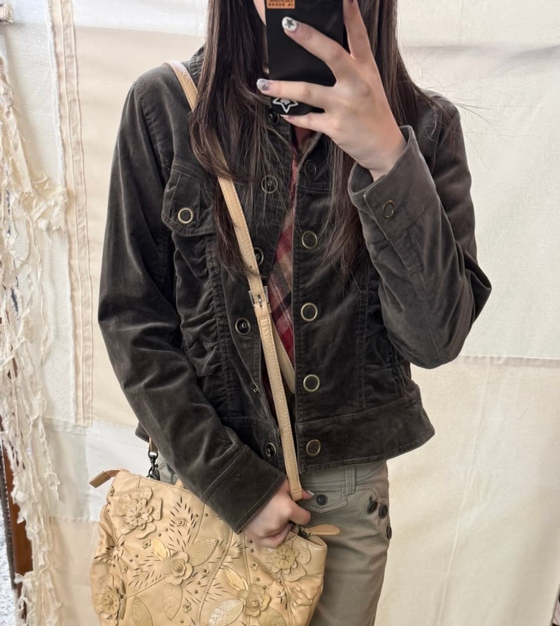 brown velvet button jacket 상품이미지6