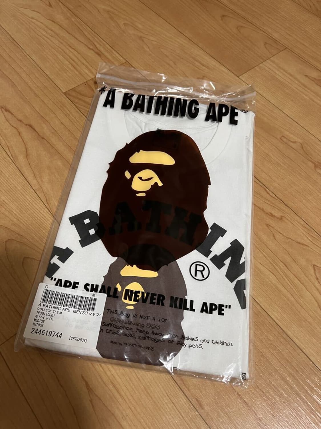 [M] 베이프 컬리지 반팔 티셔츠 화이트 새제품 상품이미지2