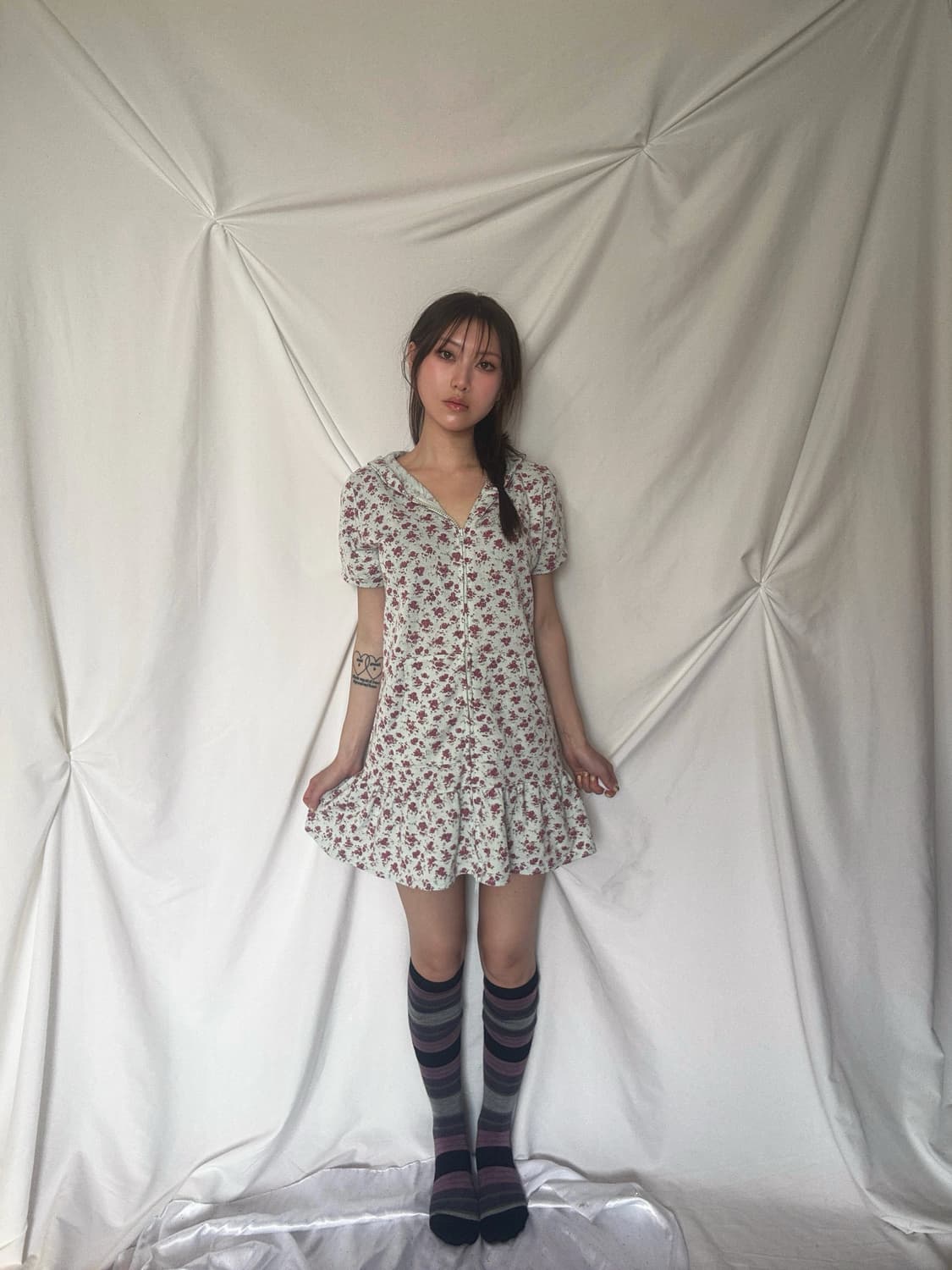 꽃 반팔후드 원피스 상품이미지8