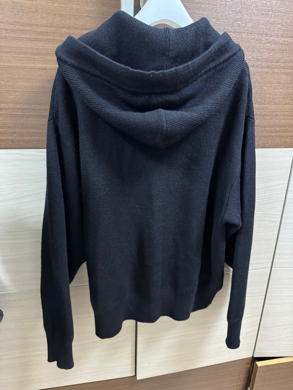 쿠어 에센셜 니트 후드 집업 블랙 M 상품이미지2