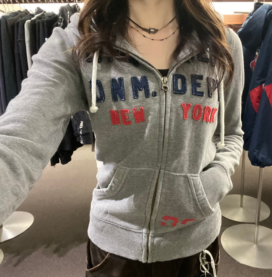 S)타미힐피거 빈티지 여성 아플리케 로고 후드집업 상품이미지2