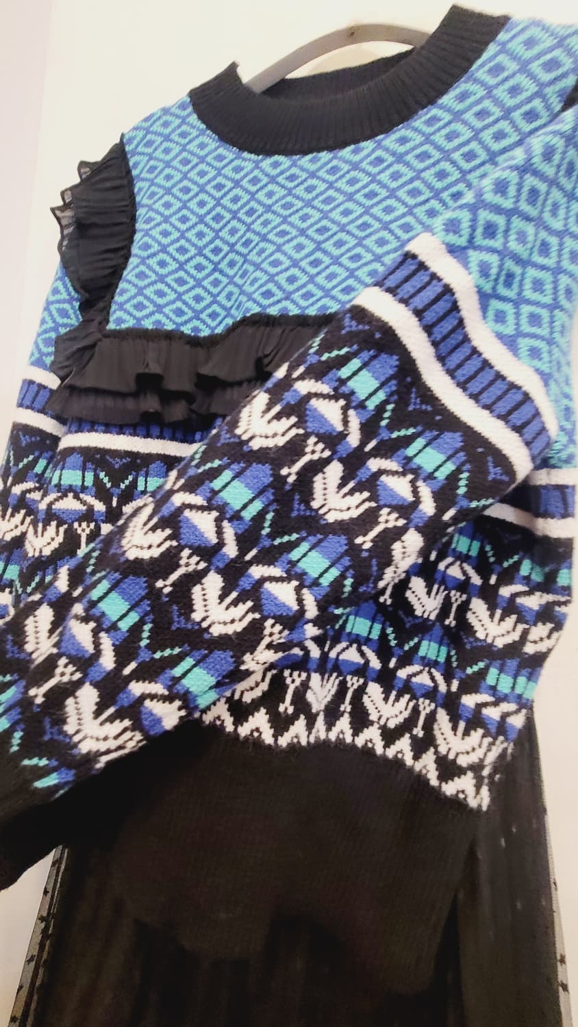 프릴 에스닉 포근니트. 오즈세컨 도트샤 스커트 상품이미지3