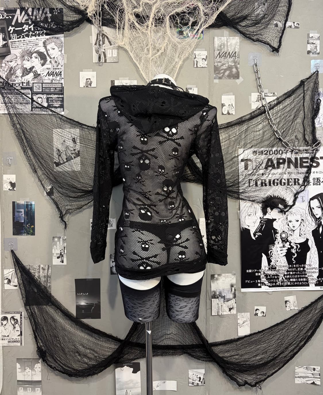 Gothic mesh skull detail hoodie zip up 상품이미지3