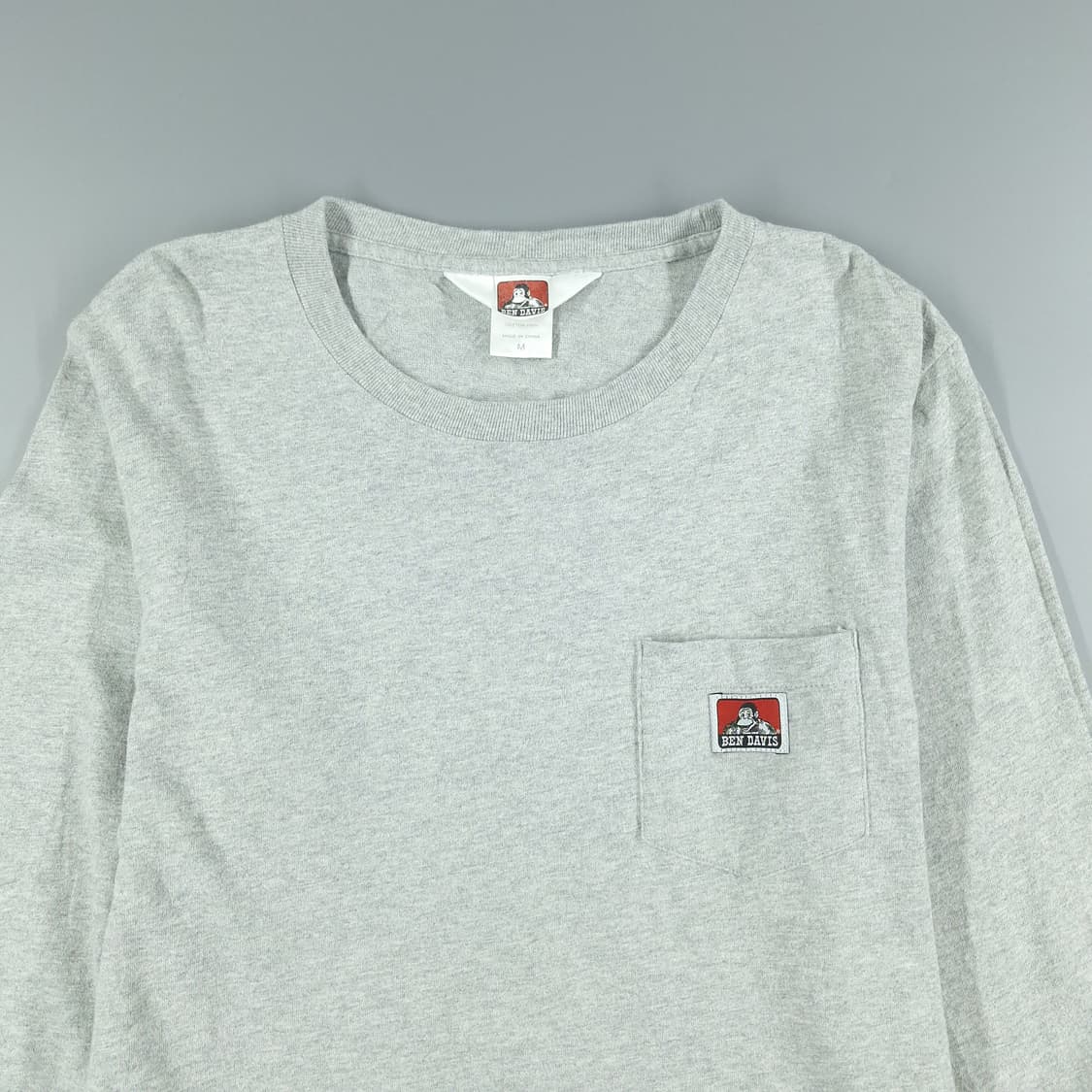 벤데이비스 그레이 체스트포켓 로고패치 코튼 긴팔 티셔츠 롱슬리브 M 상품이미지3