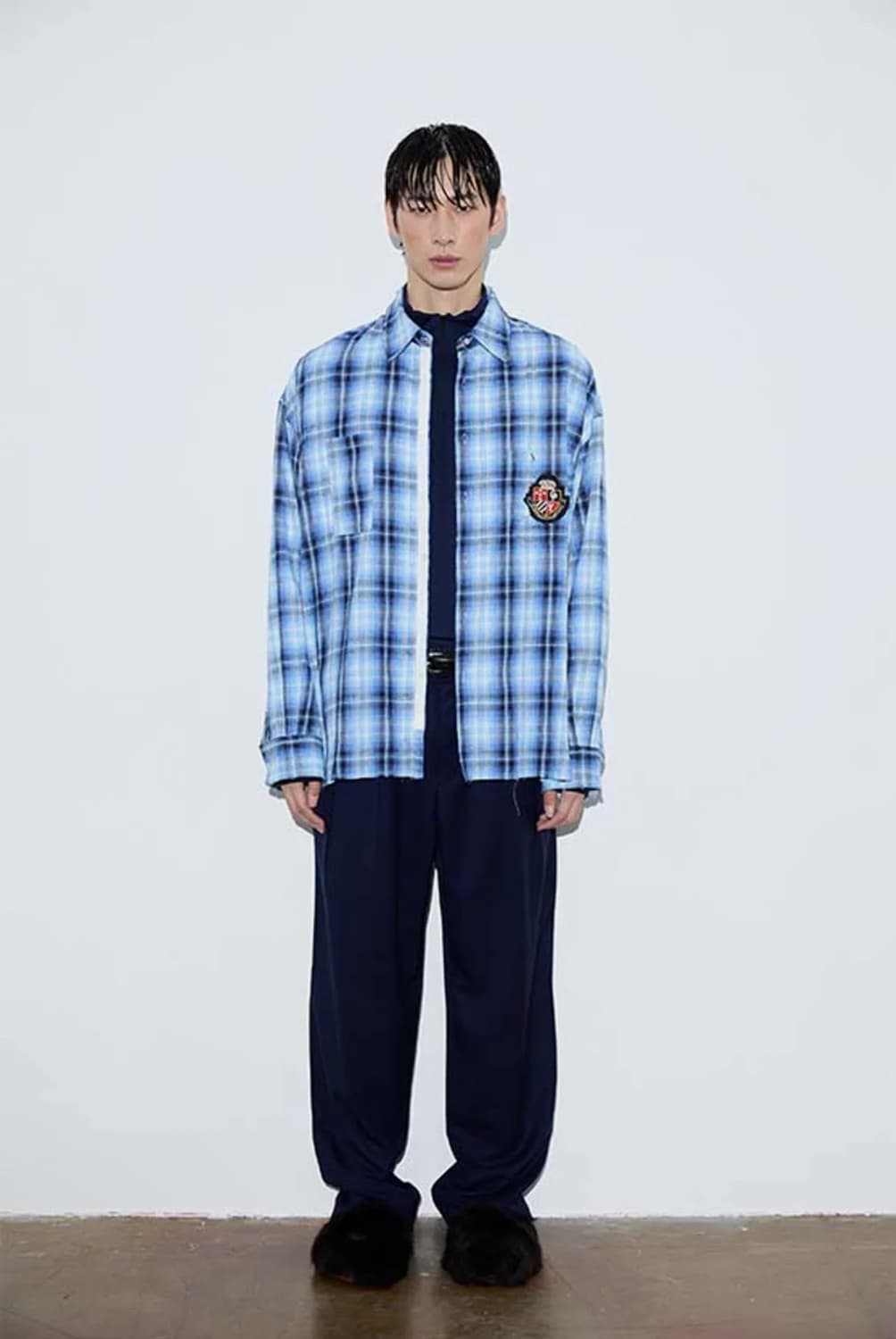 오디너리피플 블루 체크 셔츠 상품이미지2