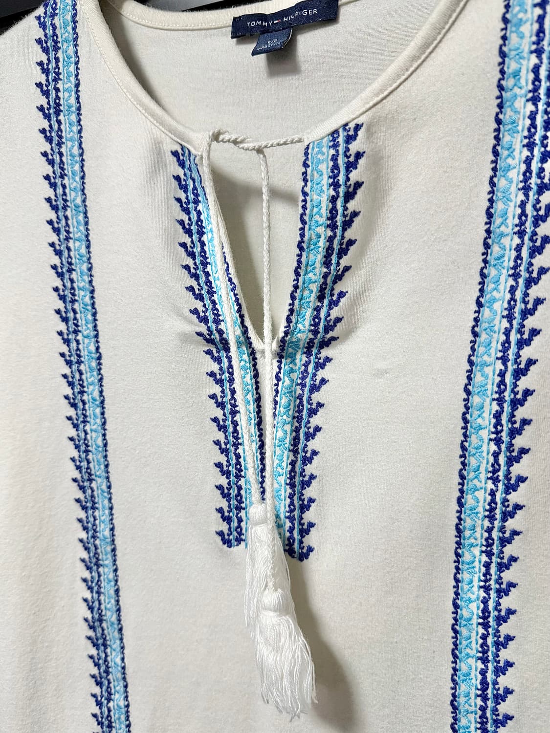 S1 타미힐피거 웨스턴 에스닉 나시 슬리브리스 휴양 프린징 테슬 자수 S 상품이미지4