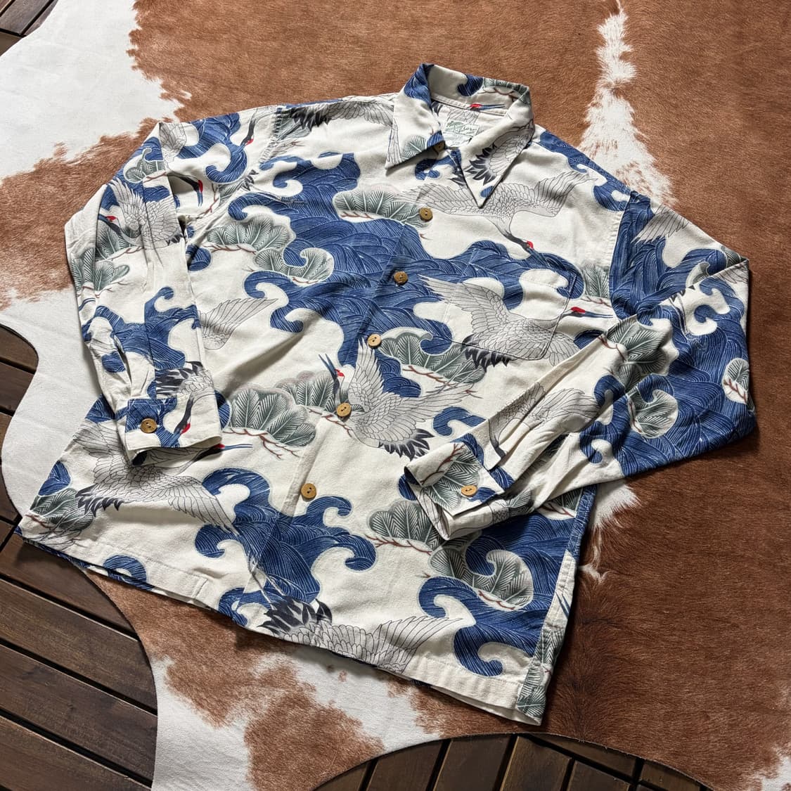 일본 민화 실크 셔츠 상품이미지1