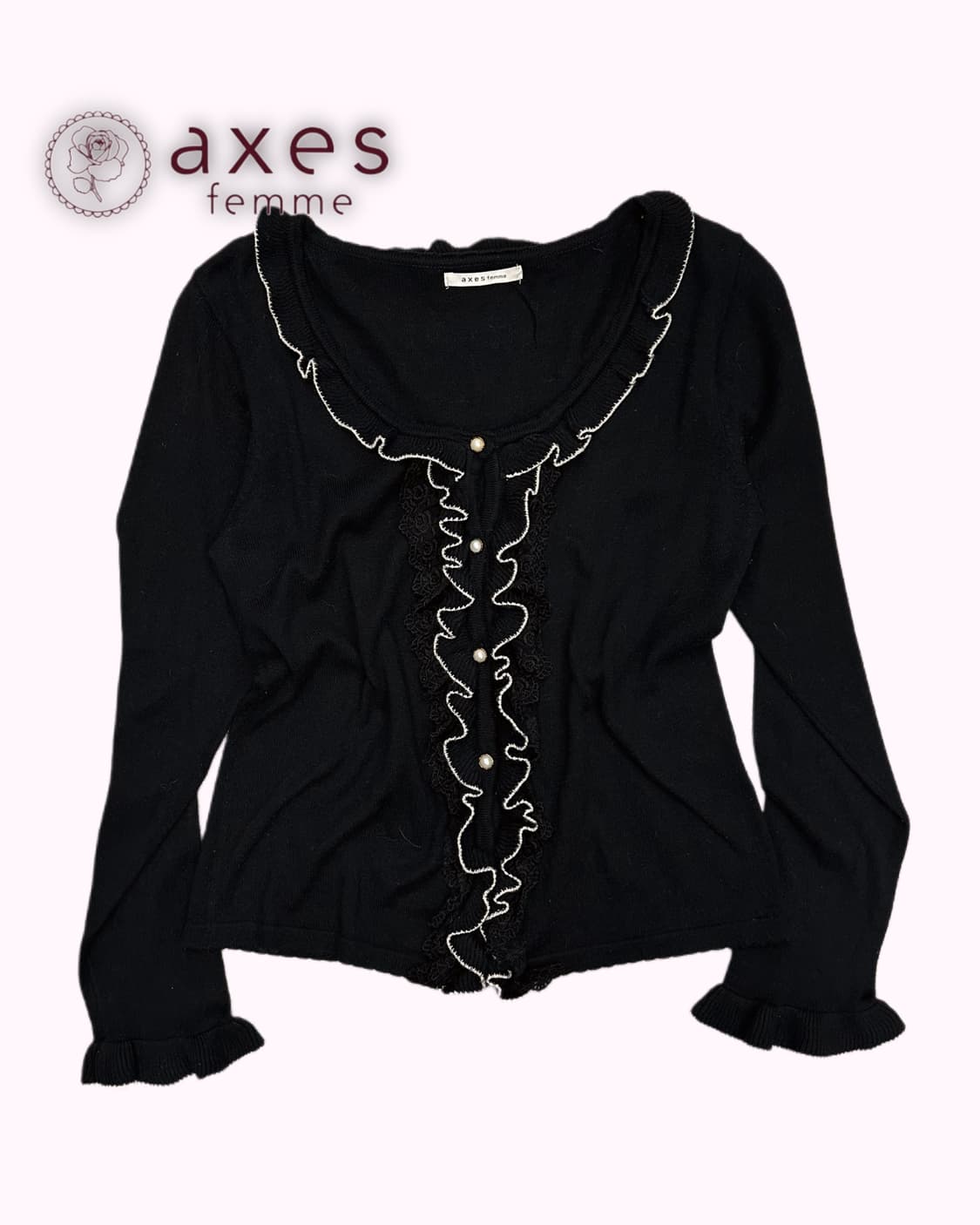 AXES FEMME frill pearl knit cardigan 상품이미지1