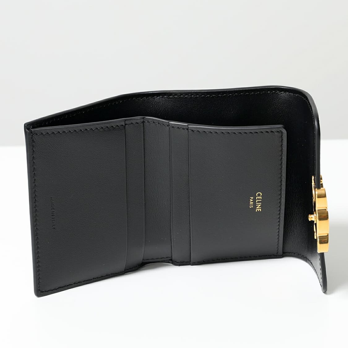 셀린느 컴팩트 월렛 코인 트리옹프 샤이니 카프스킨 블랙 상품이미지4