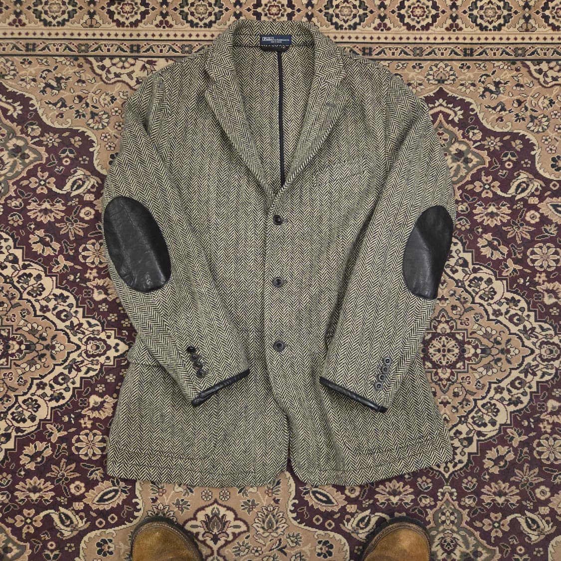 폴로 헤링본 엘보우 패치 자켓 스포츠 코트 블레이져 상품이미지1