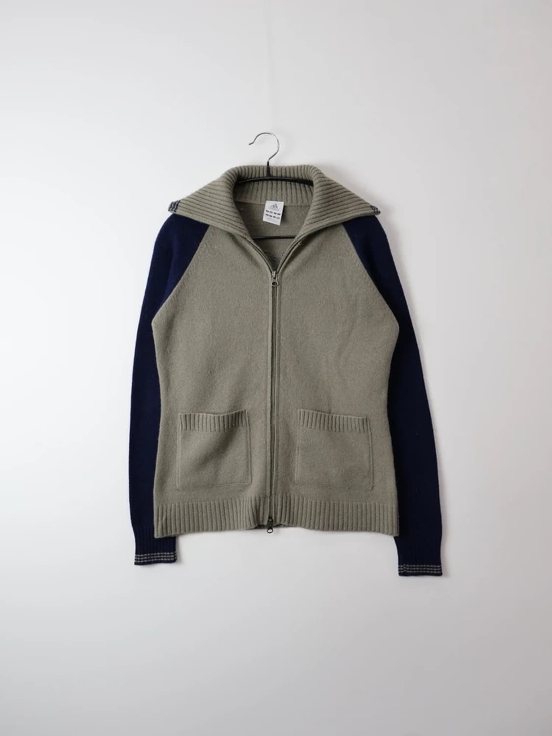 00's Adidas Knit Zip Jacket Beige Navy 상품이미지4