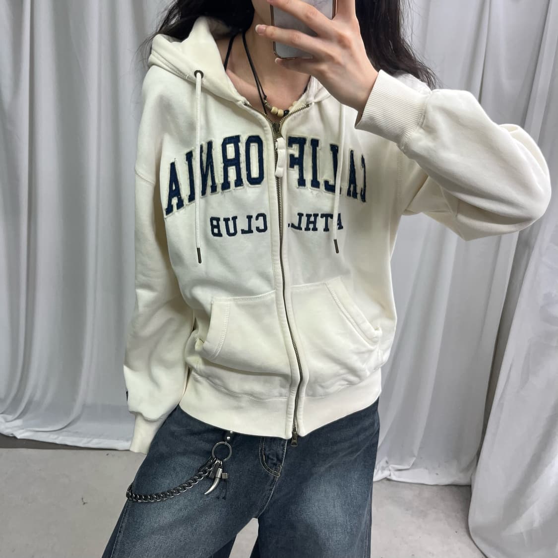 Who.A.U cream white 2way hood zip-up 상품이미지4